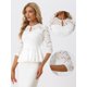 thumbnail image 2 of Top con Encaje para Mujer Allegra K Blusa Elegante Peplum Manga 3/4 blanco L, 2 of 5