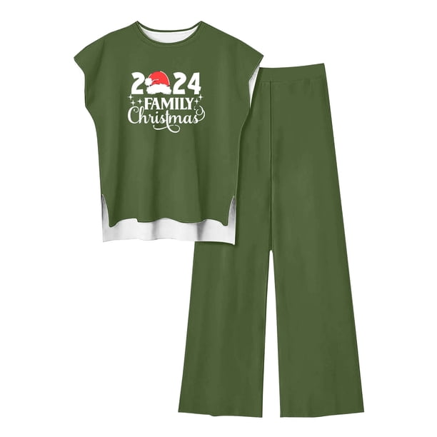 Pantalones Casuales sin Mangas Impresos con Cuello Redondo Conjunto Superior, Pantalones Ligeros Mujeres para Primavera Verano