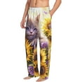 thumbnail image 6 of Susaid Daisy Sunflower Lazy Cat Print Mens Pajama Pants Set Sleep & Lounge Pants, PJ Bottoms with Pockets and Button Fly-3X-Large, 6 of 6