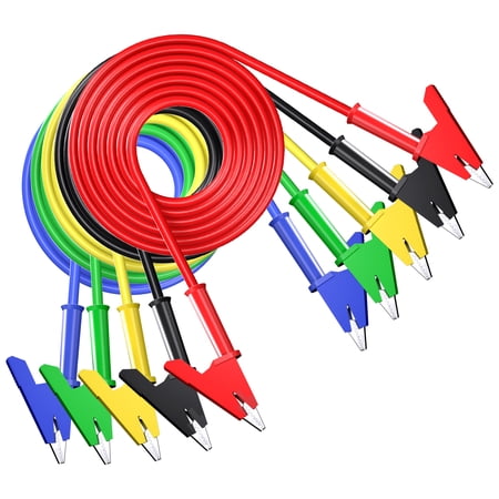 ELECTCHN 5PCS Alligator Clips Test Leads Dual Ended Crocodile Wire Cable with Insulators Clips Test Flexible Copper Cable for Electrical Testing 3.3ft/1m