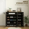thumbnail image 4 of HOMCOM Armoire à Chaussures Étroite pour Entrée avec 3 Portes à Lattes, Brun Foncé, 4 of 10