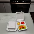 thumbnail image 3 of Northlight 3-Compartment Hinged White Take Out Containers - 9" - 200 Count, 3 of 6