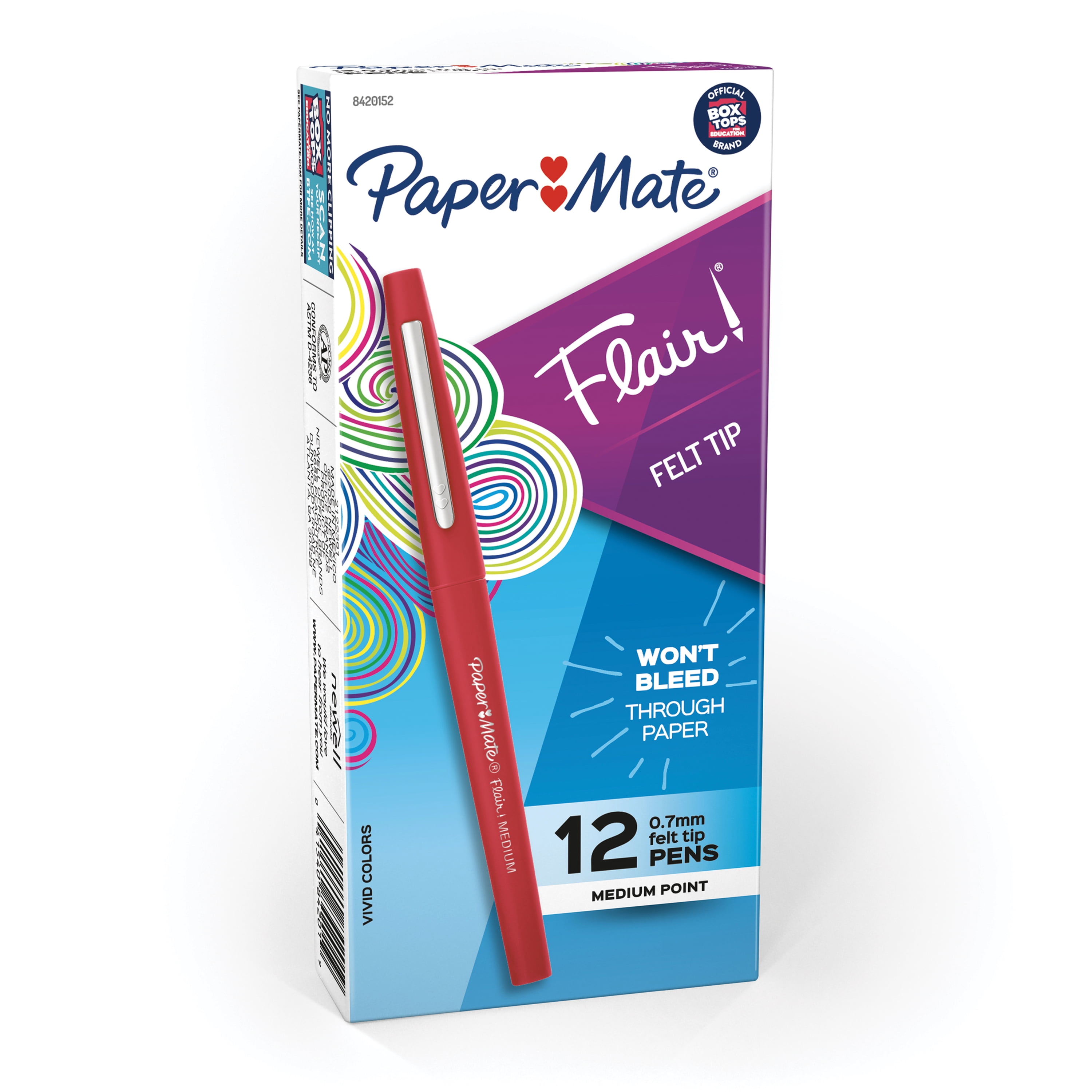 evolutie verachten Begeleiden Paper Mate Flair Felt Tip Pens, Medium Point (0.7 mm), Red, 12 Count -  Walmart.com