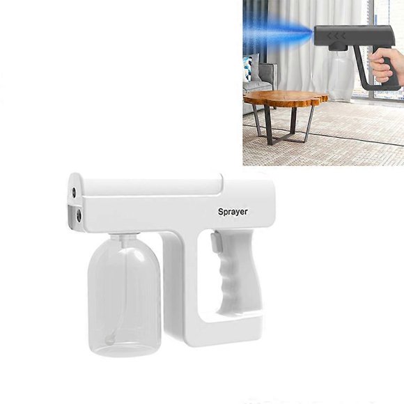 (White)Handheld USB Nano Sanitizer Sprayer Cordless Disinfectant Fogger Gun Machine