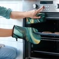 thumbnail image 2 of Teal Gold Marble Kitchen Oven Mitt and Pot Holder Sets 4 Pcs for Baking, Cooking and Grilling, Heat Resistant Up To 392 °F, 2 of 7