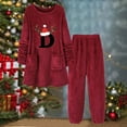 thumbnail image 2 of Riecok Pajama Sets for Women 2 Piece Fleece Crewneck Loungewear Set Long Sleeve Tops and Pants Solid Breathable Soft Sleepwear, 2 of 3
