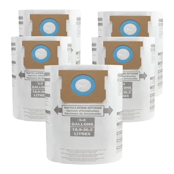 5X For Shop Vac 5-8 Gallon Filter Bags,90661 Vacuum Cleaner Filter Bags 9066100