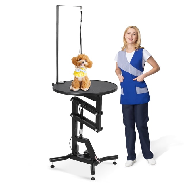 Hydraulic Lift Dog Grooming Table,360° Rotating Grooming Table,Adjustable Height,Overhead Arm & Tool Organizer Dog Grooming Station