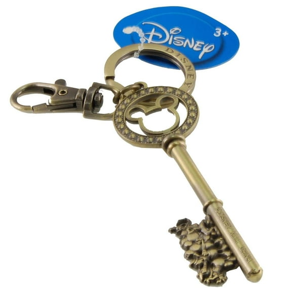 Pewter Key Ring - Master Key with Gem Beads ( Gold )