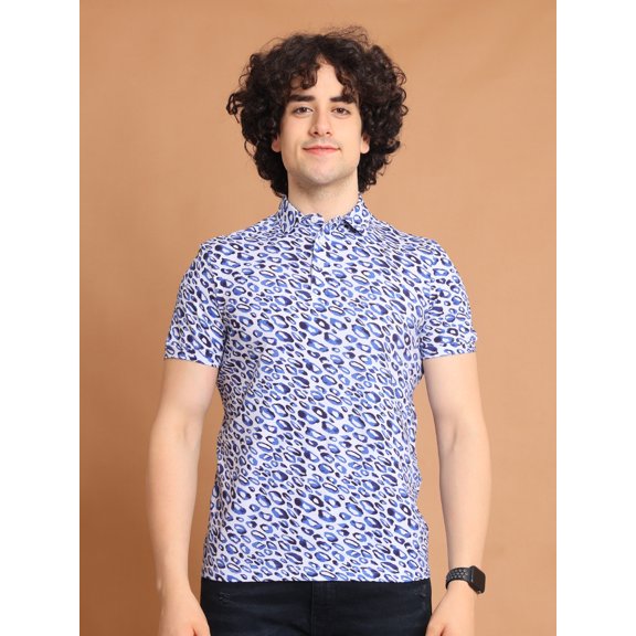 BERRYBLUES Digitally Printed Men Polo Neck Stretchable T-Shirt in Perimum Cotton Fabric
