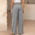 thumbnail image 6 of Wide Leg Pants for Women BWASD Casual Loose Plaid Pattern Flowy Palazzo Pants Baggy High Waist Elastic Trousers Black S-XXL Summer Beach Vacation Travel 2026, 6 of 6