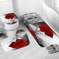 thumbnail image 3 of Art Red Roses Bathroom Set with Shower Curtain and Rugs, Toilet Lid Cover, Bath Mat, Romantic Roses Shower Curtains for Bathroom Decor, Waterproof Fabric Bathroom Shower Curtain Sets with Hooks, 3 of 9