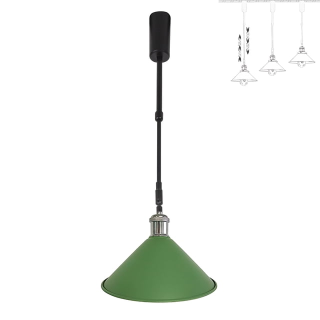 FSLiving Adjustable Height Track Pendnat Light J-Type Macaron Retractable Track Spotlight with Telescoping Rod Adjustable Gimbaled Lamp-Post Juno Track DIY Cover Lamp, Green - 1 Light