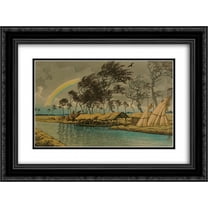 Hasui Kawase 2x Matted 24x18 Black Ornate Framed Art Print 'Autumn Rainbow at Hatta, Kaga'