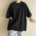 thumbnail image 4 of Men T Shirts Summer Half Sleeved Versatile Five Quarter Sleeve Trendy Short Sleeved Loose Simple Top Outdoor Activities Mens T-Shirts Black Size XL, 4 of 7