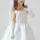 thumbnail image 3 of 1 par de boda Guantes de niña de flores Guantes largos de satén decorados para la fiesta de bodas - Tamaño M (blanco), 3 of 5