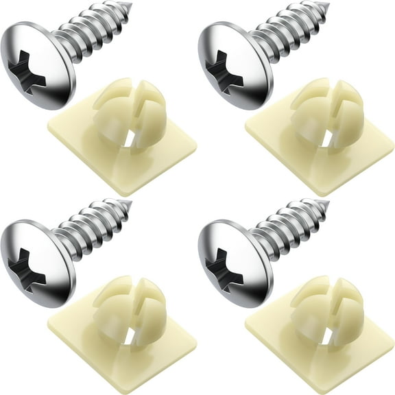 Steel License Plate Screws with Nylon Inserts for Securing Front & Rear License Plates, Frames & Covers – License Plate Fasteners Fit Most Domestic Vehicles (Set of 8)