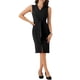 thumbnail image 2 of Vestido de lápiz de negocios para mujeres Inspire Chic, con escote en V, sin mangas, con cinturón en la cintura, vestido midi con abertura, color negro, 2 of 6