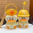 thumbnail image 3 of Linda botella de agua de pato con pajita, dijes kawaii y correa para niños, niñas, regalos escolares, 3 of 5