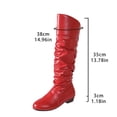 thumbnail image 5 of Women's Round Toe Low Heel Knee High Boots PU Leather Slouchy Slip on Comfortable Plus Size Fall Winter Boots for Casual Outdoor Wear Red, 5 of 7