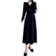 thumbnail image 3 of Vestido Midi de punto de manga larga con cuello en V, suéter de Color sólido de cintura alta, fiesta de vacaciones, ropa de invierno y otoño, disfraz negro M Inevent AP008203-04, 3 of 7