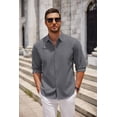 thumbnail image 3 of COOFANDY Men's Classic Soild Oxford Shirts Long Sleeve Untucked Shirt Button Down Chambray Shirt Vacation Party Shirt, 3 of 6