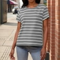 thumbnail image 2 of MaFYtyTPR Women Striped T-Shirt Summer Fashion Casual Short Sleeve Crew Neck Loose Versatile Tops Gray XXL, 2 of 5