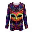 thumbnail image 5 of Resicozy Mardi Gras Shirts for Women 2026 Trendy Printed Crewneck Shirts Mardi Gras Long Sleeve New Party Tops Purple Pink 4XL, 5 of 5