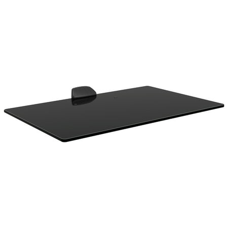 Barkan Glass Mount for Media Devices, up to 22 lbs, Black Tempered Glass, Elegant, for DVD Players, Cable Boxes, Games Consoles, TV Accessories