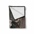 thumbnail image 2 of Barn Wood Wagon Wheel Soft Flannel Fleece Blanket, Long Horned Bull Skull and Old West Wagon Wheel on Rustic Wall, Cozy Plush for Indoor and Outdoor Use, 70" x 90", White Black Brown, by Ambesonne, 2 of 6