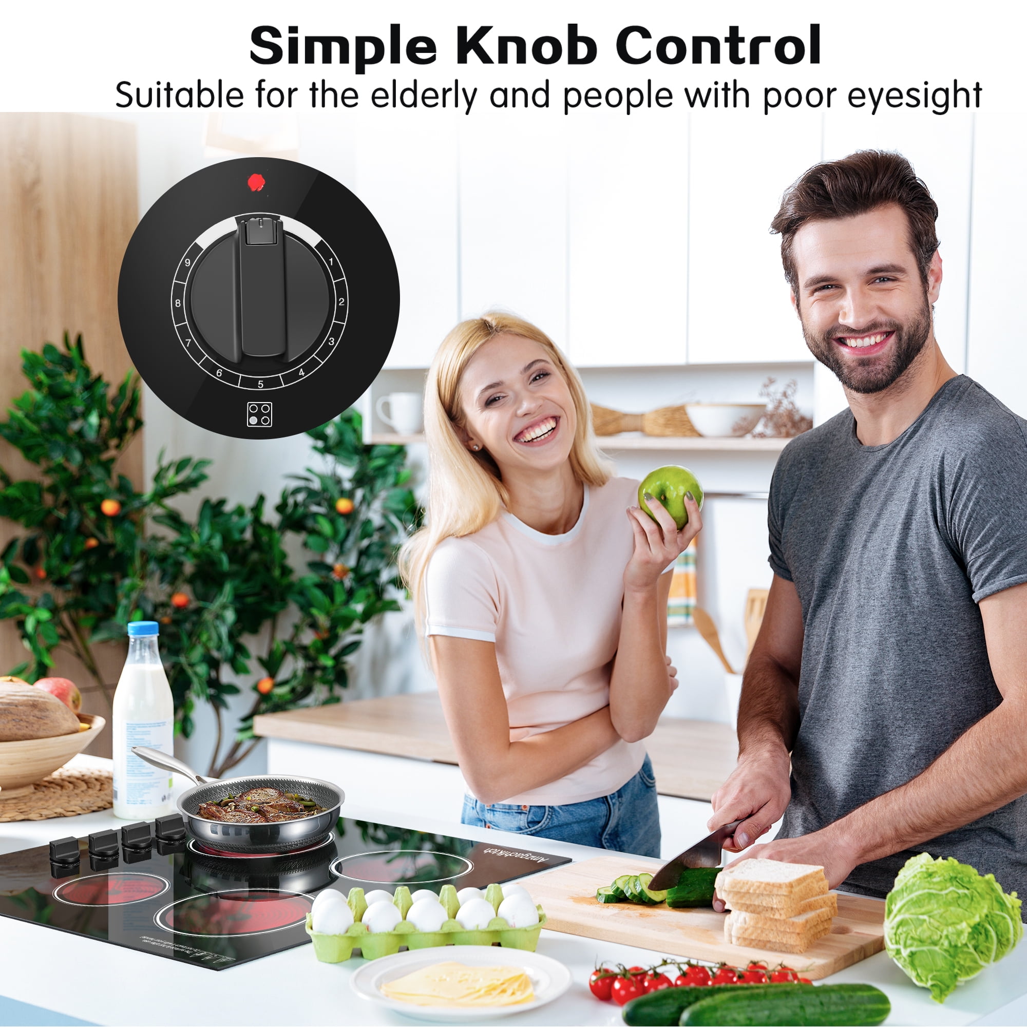AMZGACHFKTCH 30 Inch Ceramic Cooktop with 4 Burners, 1200W, ETL Certified