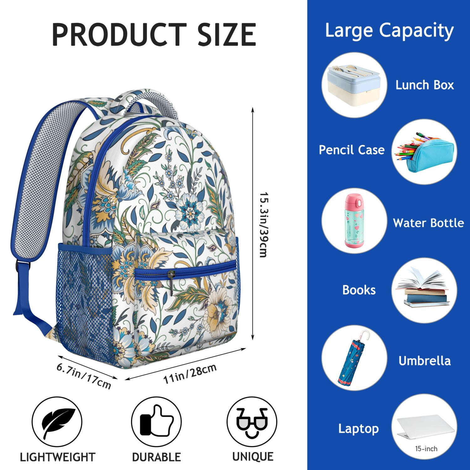 Geometric Paisley Design Waterproof Backpack - Elegant Ergonomic Bookbag for Commuters & Students