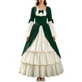 thumbnail image 2 of Ynynloco Women's Renaissance Medieval Costume Victorian Dress Long Sleeve Boho Midi Dress Vintage Square Neck Tiered Ruffle Flowy Pockets Dress, 2 of 7