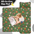 thumbnail image 4 of Football and Baseball Green Pattern Teens Toddler Nap Mat with Pillow, Sleeping Mat Bag for Preschool Daycare 59"x22", 4 of 6