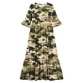 thumbnail image 4 of Toddler Girls Short Sleeve Dress Camouflage Print Summer A-Line Cute Maxi Casual Sundress Army Green 11-12 Years, 4 of 7