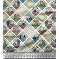 thumbnail image 1 of Soimoi Japan Crepe Satin Fabric Frame,Jug & Flower Pot Patchwork Print Fabric by Yard 42 Inch Wide, 1 of 3