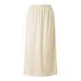 thumbnail image 4 of Ediodpoh Satin Skirt Women Half Soft Lace Trim Long Underskirt with Elastic Waist for Under Dresses Womens Skirt Beige XL, 4 of 9