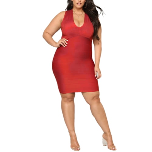 plus size red bandage dress Jewel Plume Perfection- Feathers Bandage Dress  DivAbby