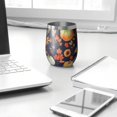 thumbnail image 3 of 12oz Stemless Wine Tumblers Fall Pumpkins Leaves Pattern Vacuum Insulated Stainless Steel Travel Tumbler Cups Mug with Lid and Straw for Champaign,Cocktail,Beer with Cleaning Brush, 3 of 5