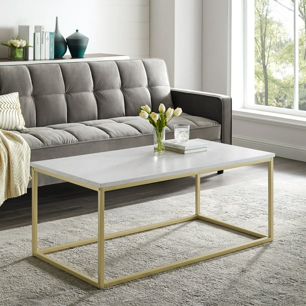Modern Open Box Faux White Marble and Gold Coffee Table by Manor Park -  Walmart.com