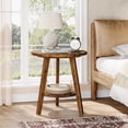 thumbnail image 5 of Tribesigns 23.62 in. Brown Round Wood End Table Side Table Nightstand with 2 Storage Shelves & 3 Sturdy Legs, 5 of 13