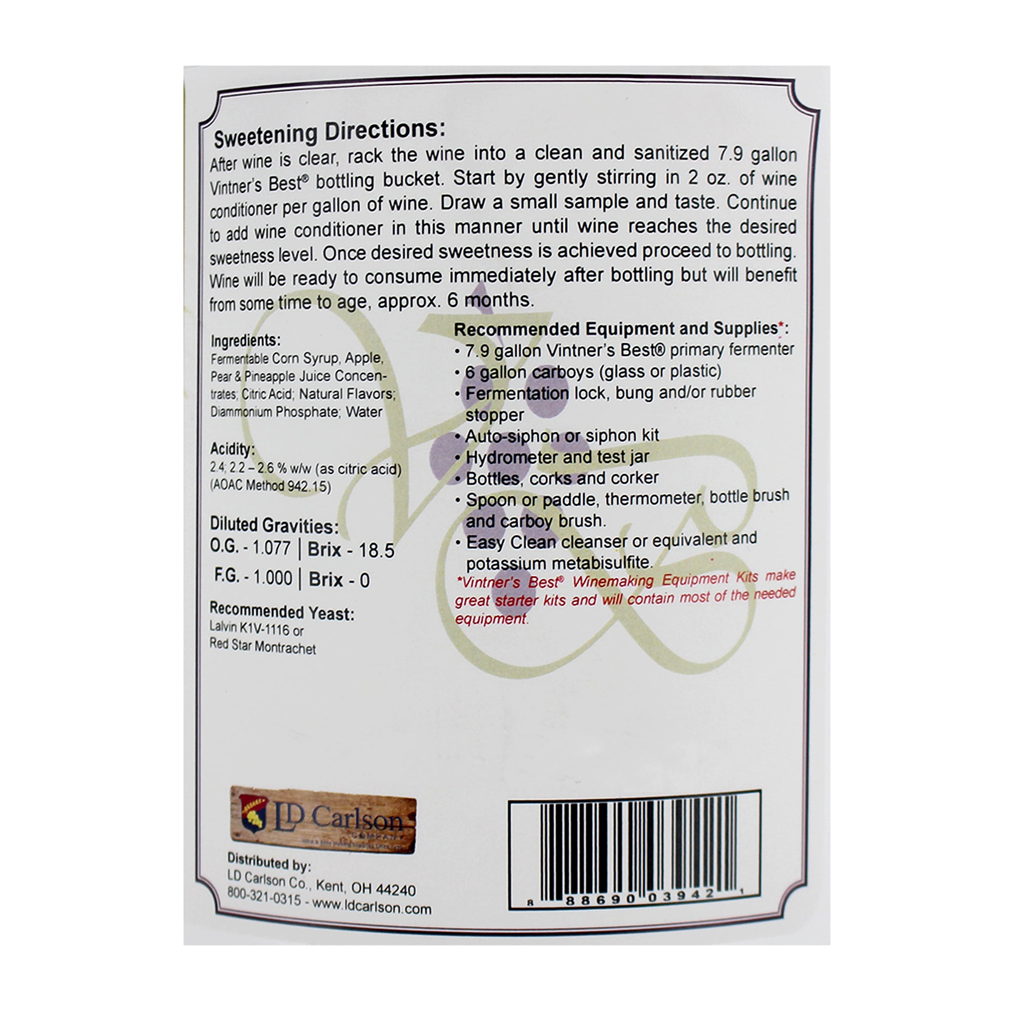 LD Carlson Vintner's Best Pomegranate Fruit Wine Base 128 oz.
