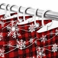 thumbnail image 5 of Christmas Snowflakes Shower Curtain, 66" x 72", Winter Blue Waves Retro Red Black Plaid Waterproof Bathroom Curtain Washable Shower Curtain Set with 12 Hooks, 5 of 6