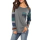 thumbnail image 1 of ICHUANYI Clearance Women Stripe Sleeve Patchwork Casual Top T-Shirt Loose Long Sleeve Top Blouse ICHUANYI "ICHUANYI", 1 of 6