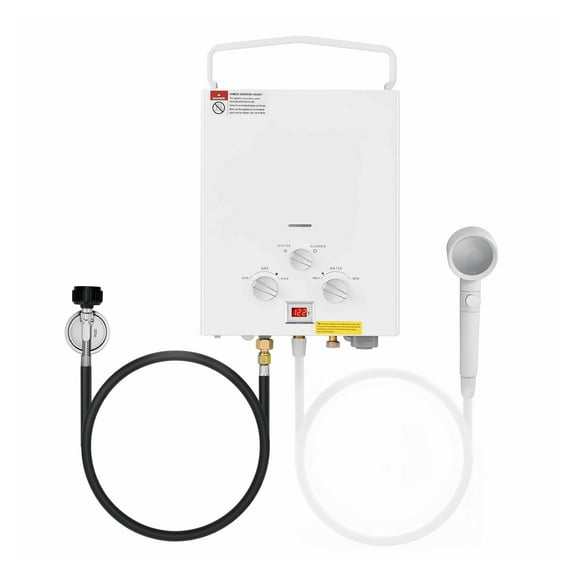 Portable Propane Water Heater, 6L Tankless Outdoor Heater, 41000 BTU 1.58 GPM, RV Camping Shower, with Regulator & Accessory