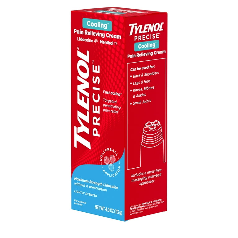 Tylenol Precise Cooling Pain Relieving Cream, Lidocaine & Menthol, 4oz 