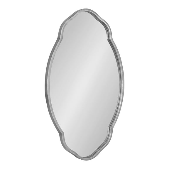Kate and Laurel Magritte Modern Scalloped Mirror, 18 x 30, Antique Silver, Decadent Glam Wall Decor