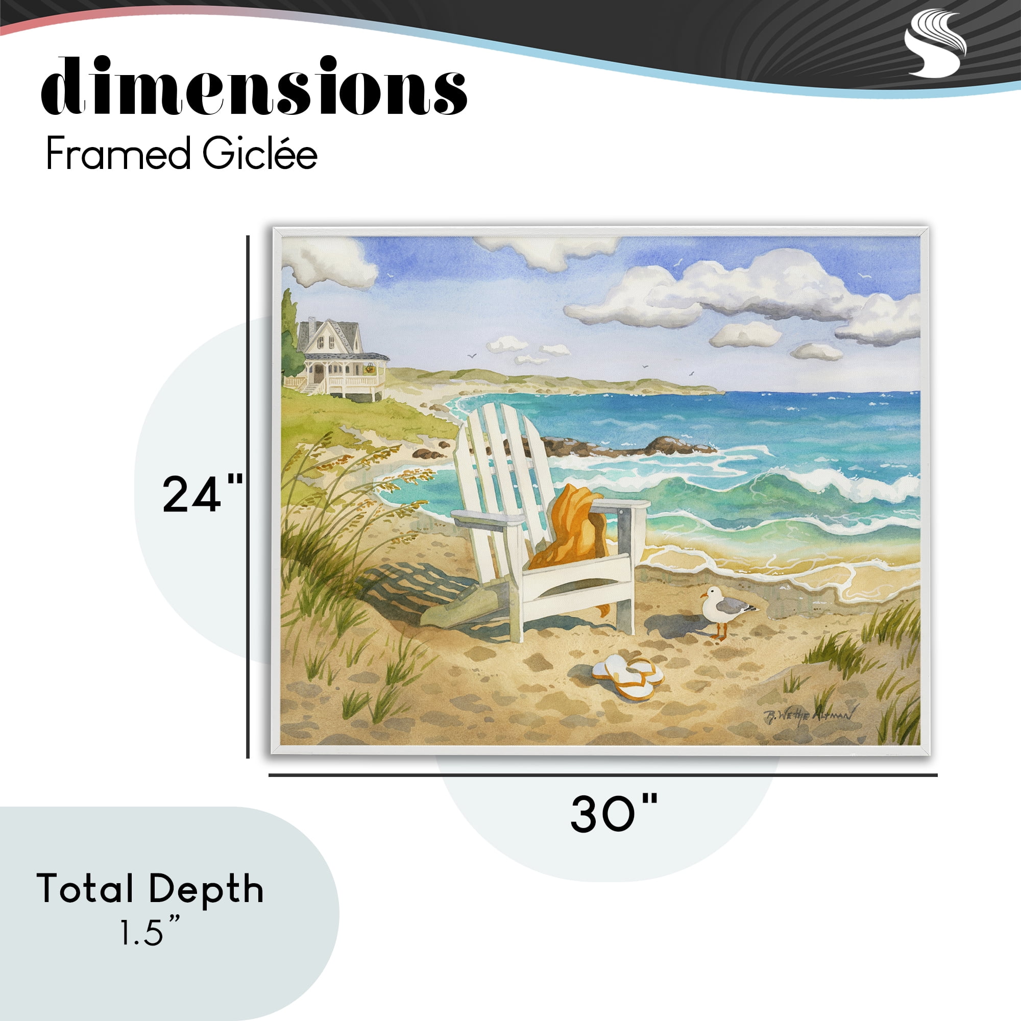 Stupell Industries Waiting For You by Beach White Framed Giclee Art, design by Robin Altman