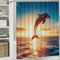 thumbnail image 6 of Creowell Dolphin Sunset Water Pretty Shower Curtain Bathroom Decor Washable Home Bathtubs Decoration with Hooks 60x72, 6 of 7