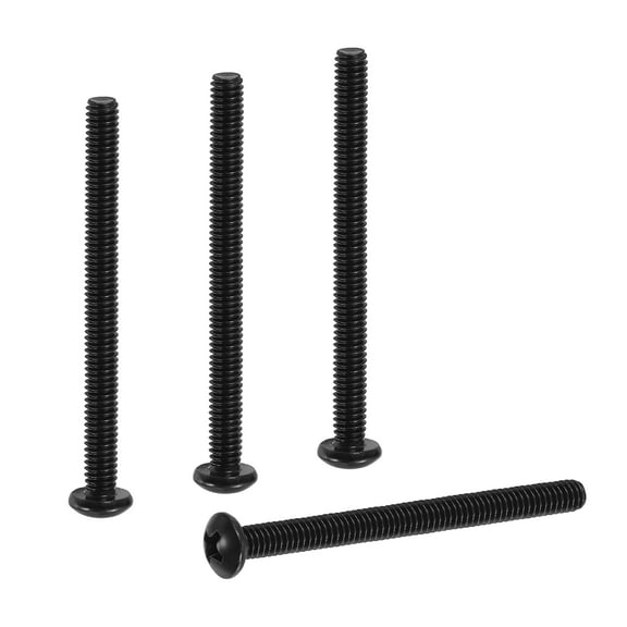 Uxcell #8-32 x 2" Pan Head Machine Screws, 50 Pcs 304 Stainless Steel Screws for Cabinet Drawer Knob Pull, Black Oxidation